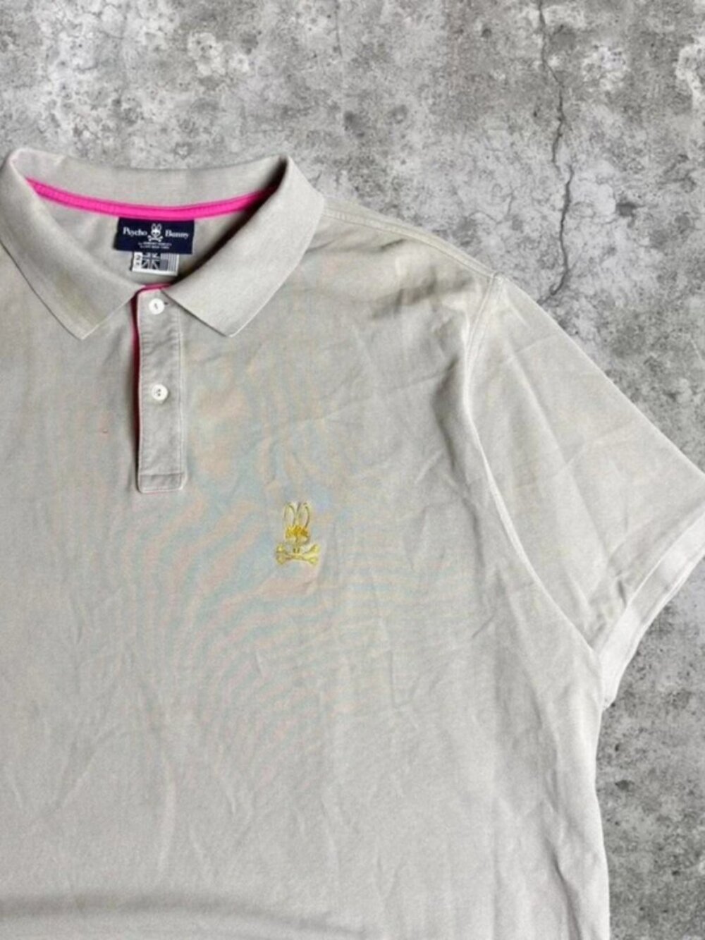 Psycho Bunny Piqué Polo Men's Gray Polo Shirt Size 2XL Mother of pearl buttons - Picture 2 of 5